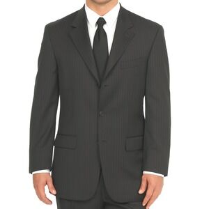 Joseph Abboud Jacket‎ 40S Gray Pinstripe Three Button Dual Vent Classic Preppy